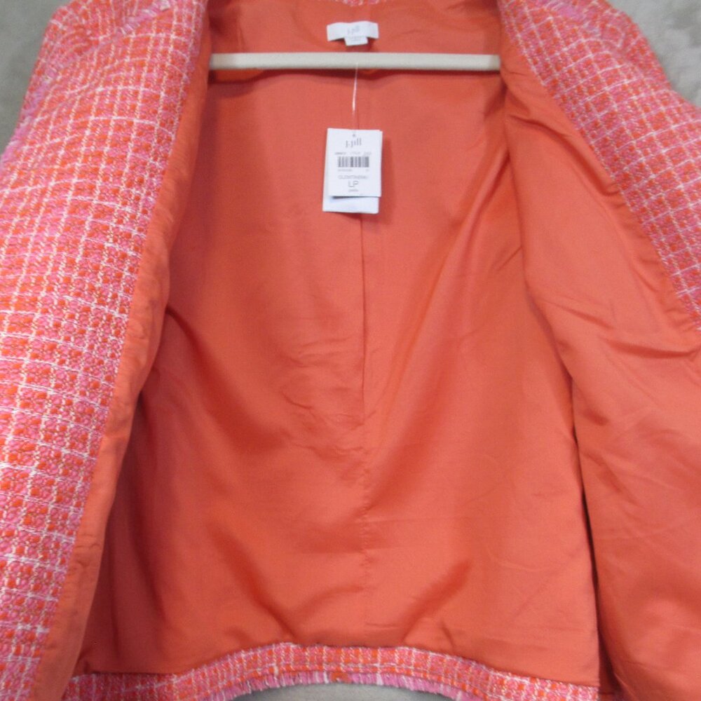 NWT J Jill Womens Blazer Size LP Dahlia Tweed Clementine Fringe Pockets Jacket - Picture 5 of 10